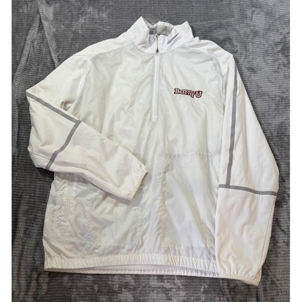 Nike Golf Barry U‎ Windbreaker Pullover White Mens L 1/4 Zip Reflective Jacket